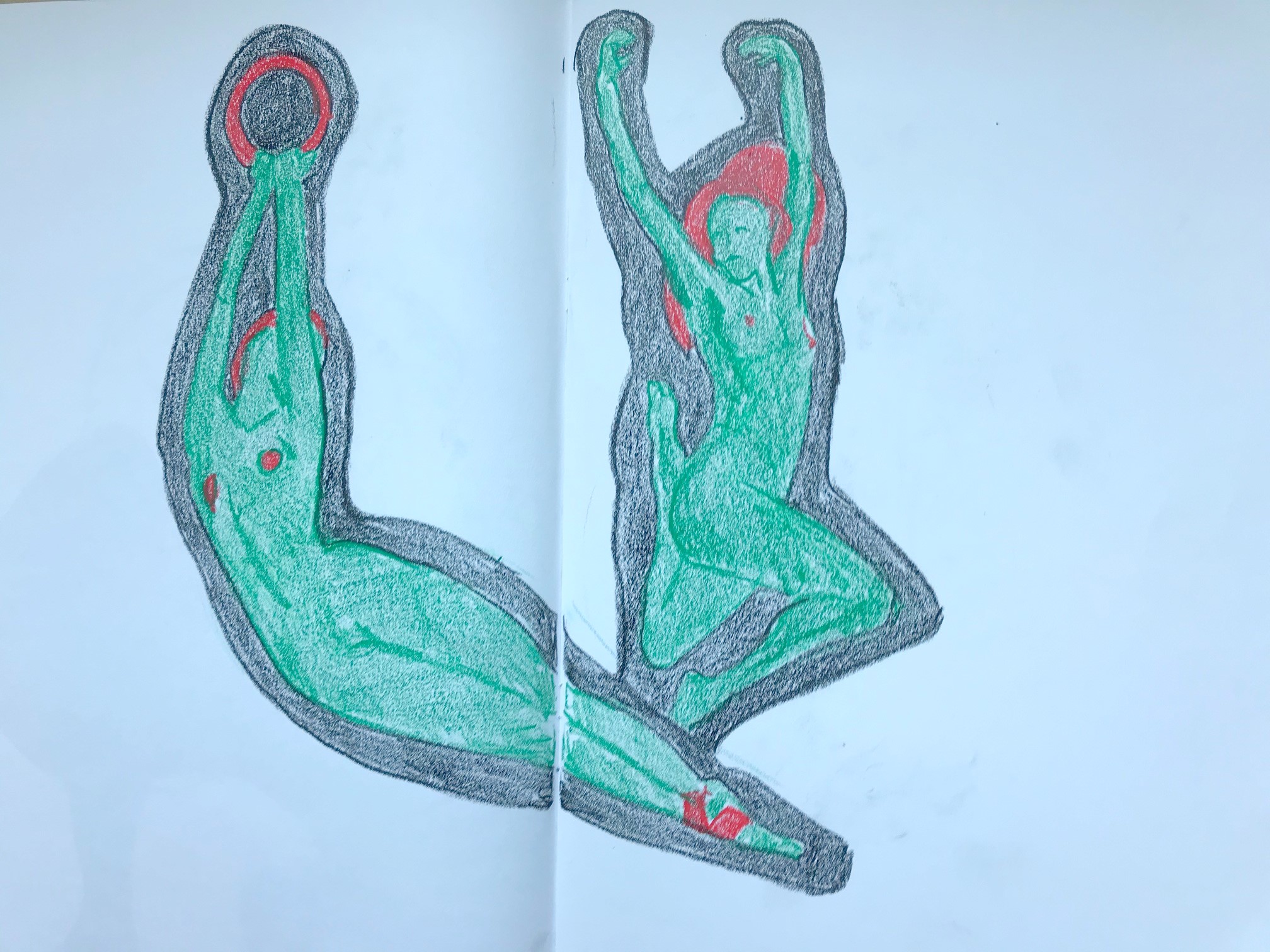  Dessin vert et rouge gymnastique  cours de dessin 