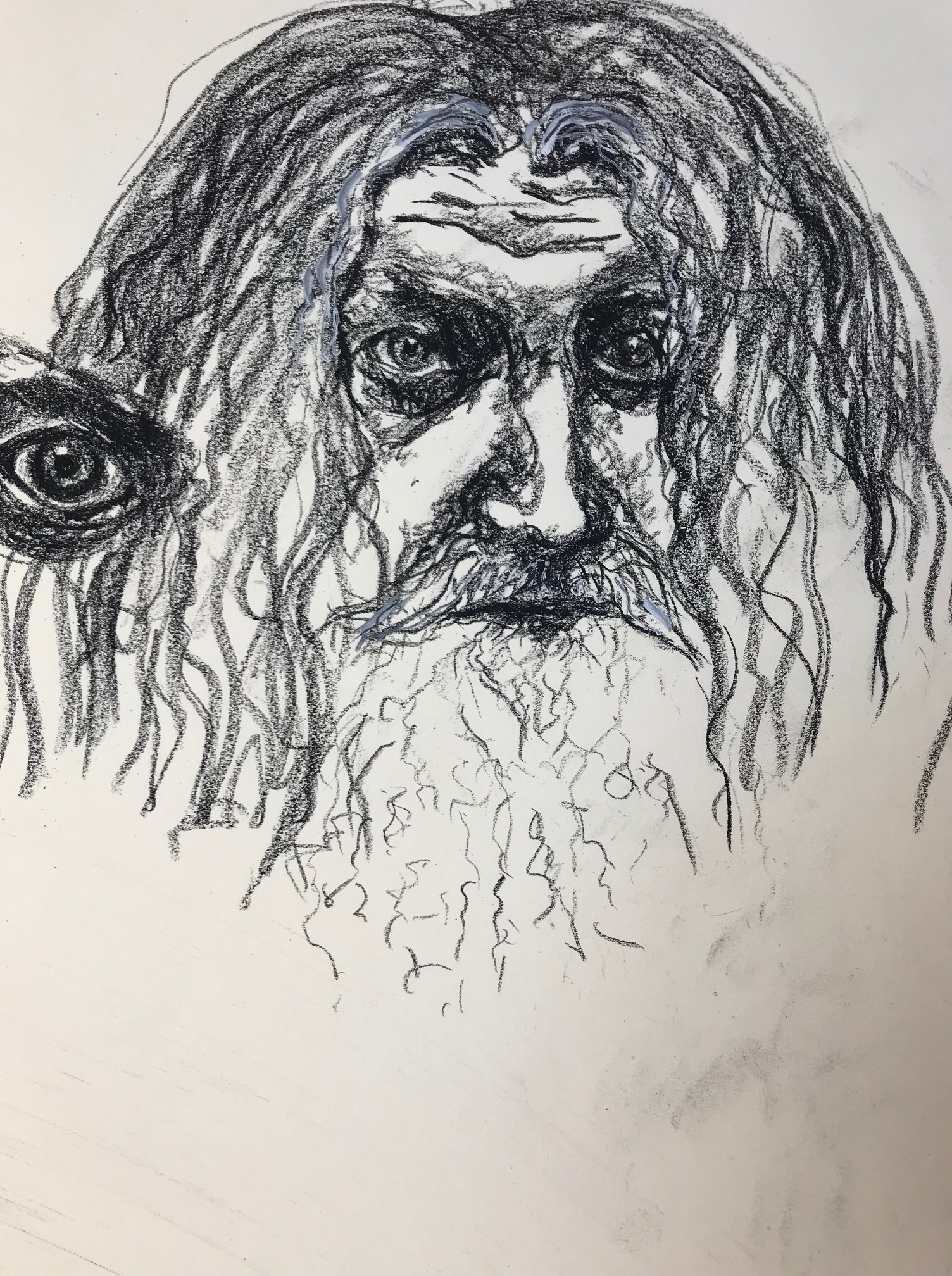  Portrait Åil fusain sur papier  cours de dessin 