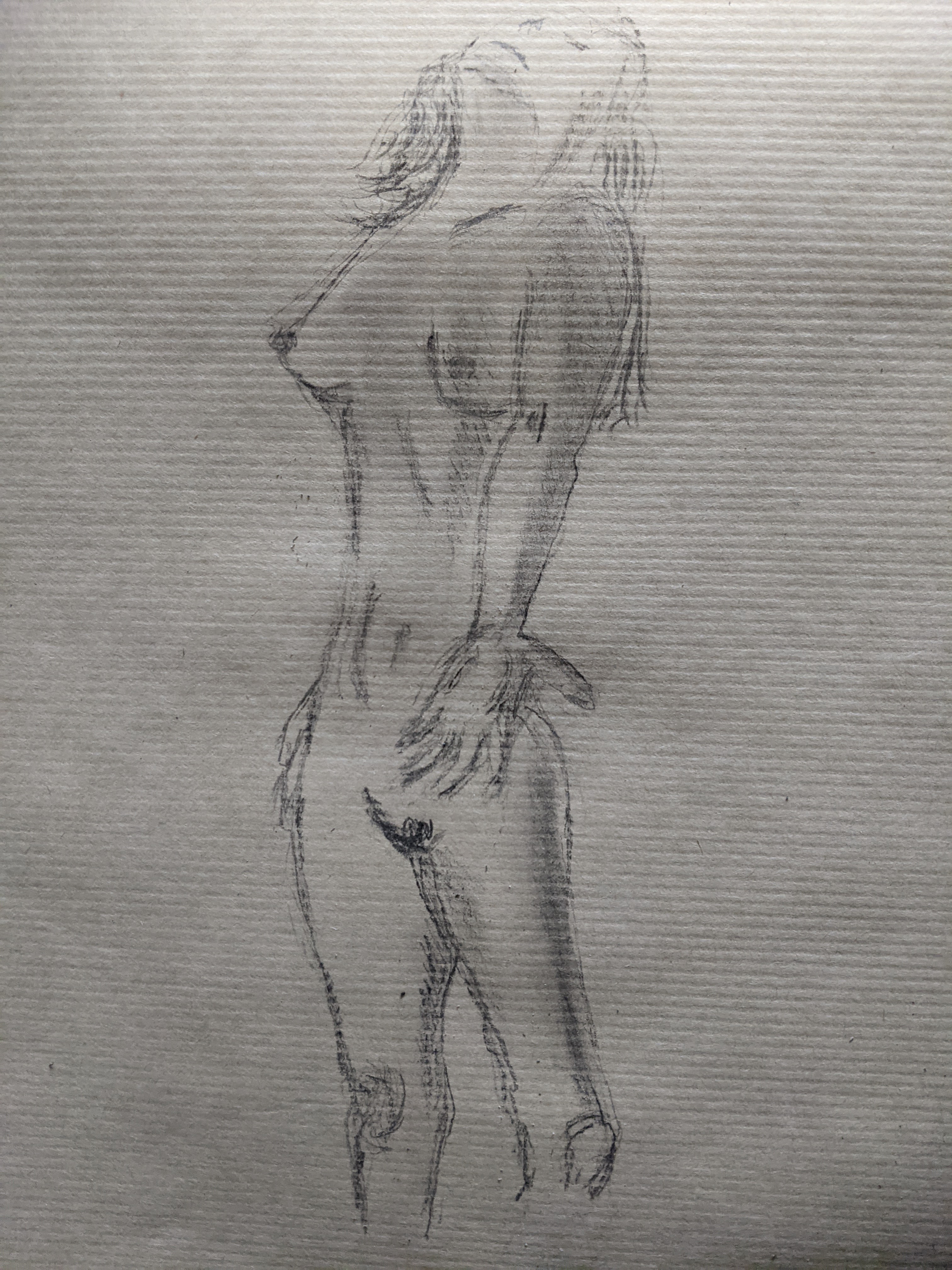  Dessin crayon haut du corps femme sur papier Kraft  cours de dessin 