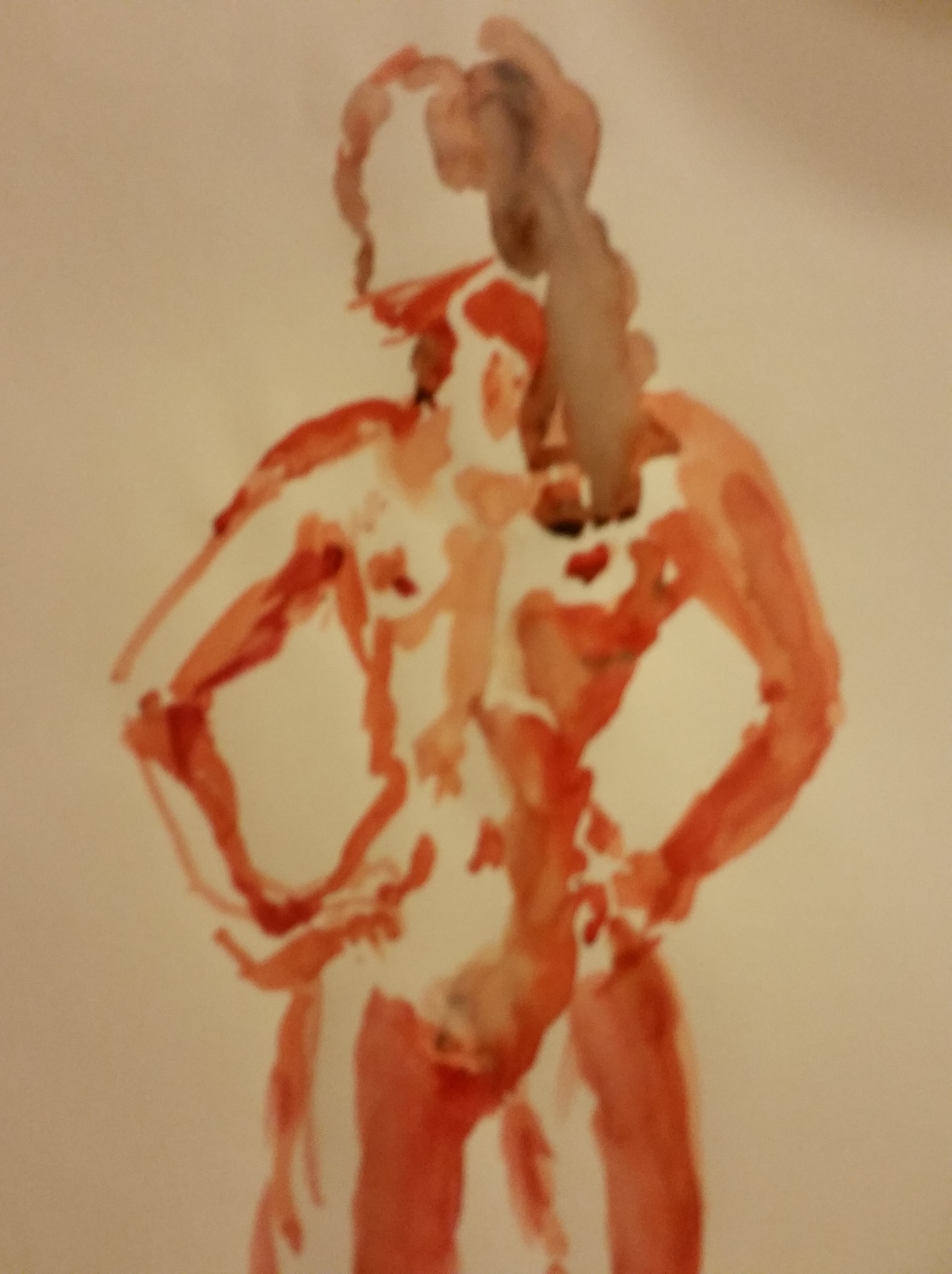 Aquarelle orange femme buste face  cours de dessin 