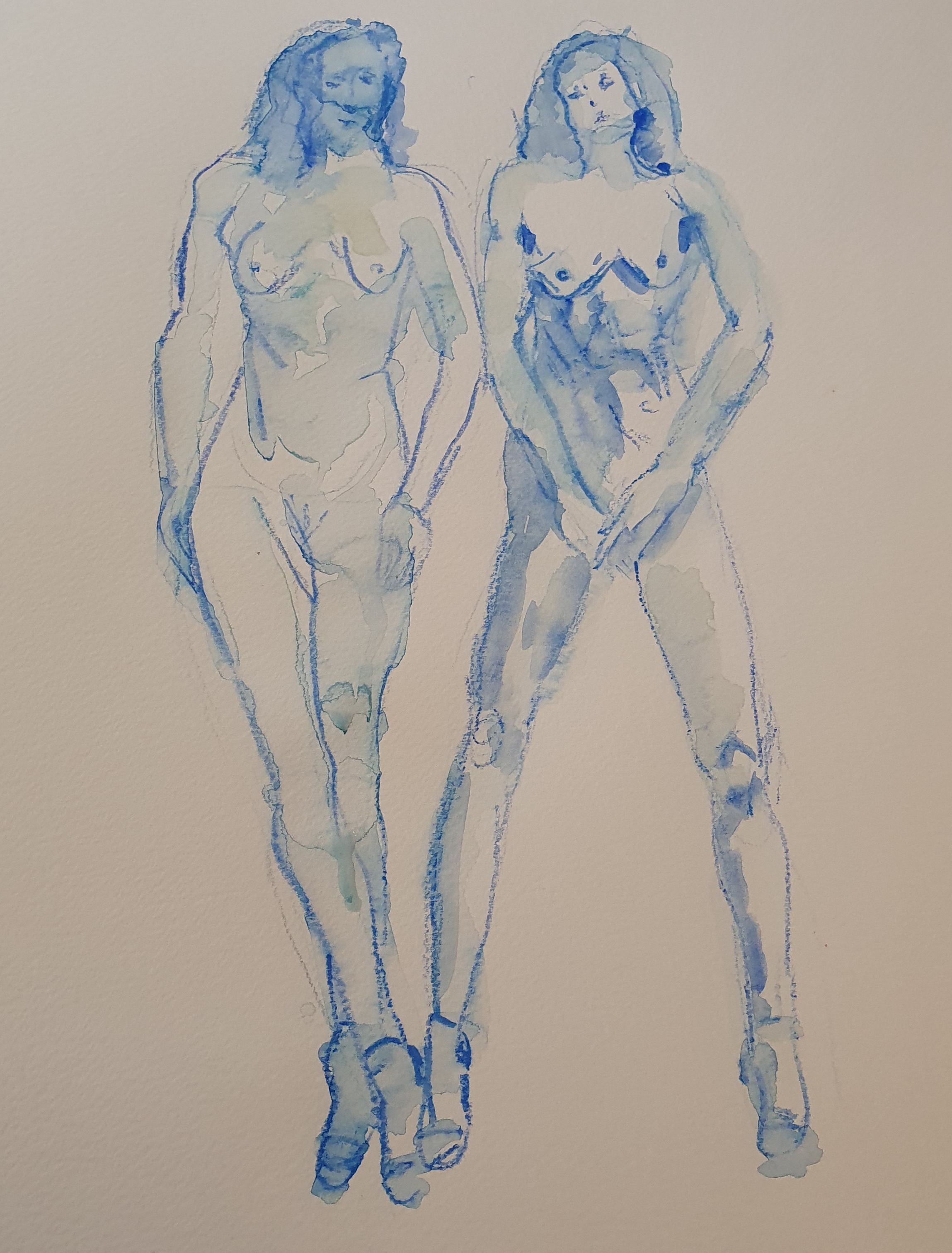  Ãtude femme aquarelle crayon papier deux esquisses face  cours de dessin 