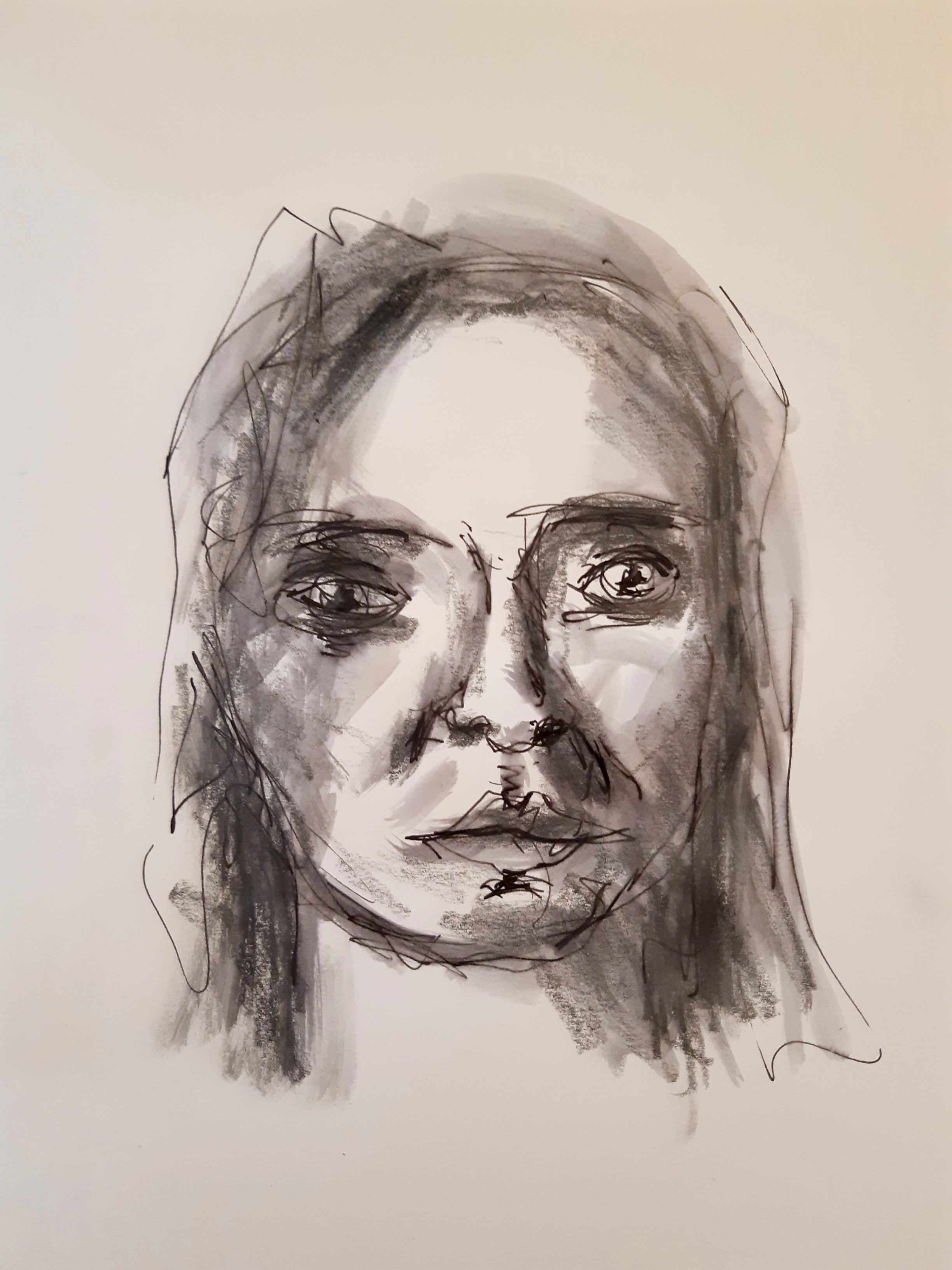  Portrait technique mixte femme aquarelle feutre  cours de dessin 