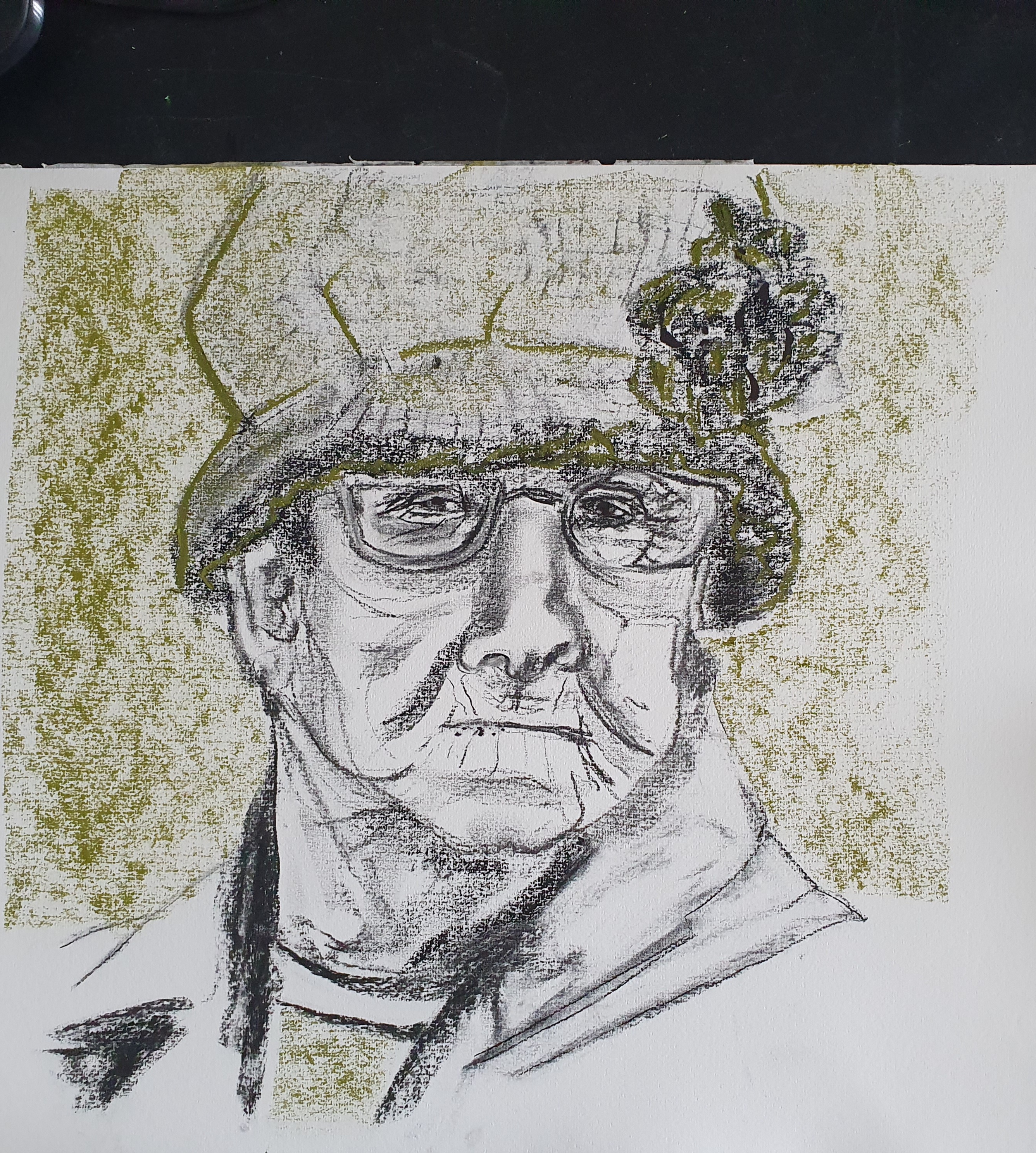  Portrait technique mixte fusain pastel sec sur papier Paris  cours de dessin 