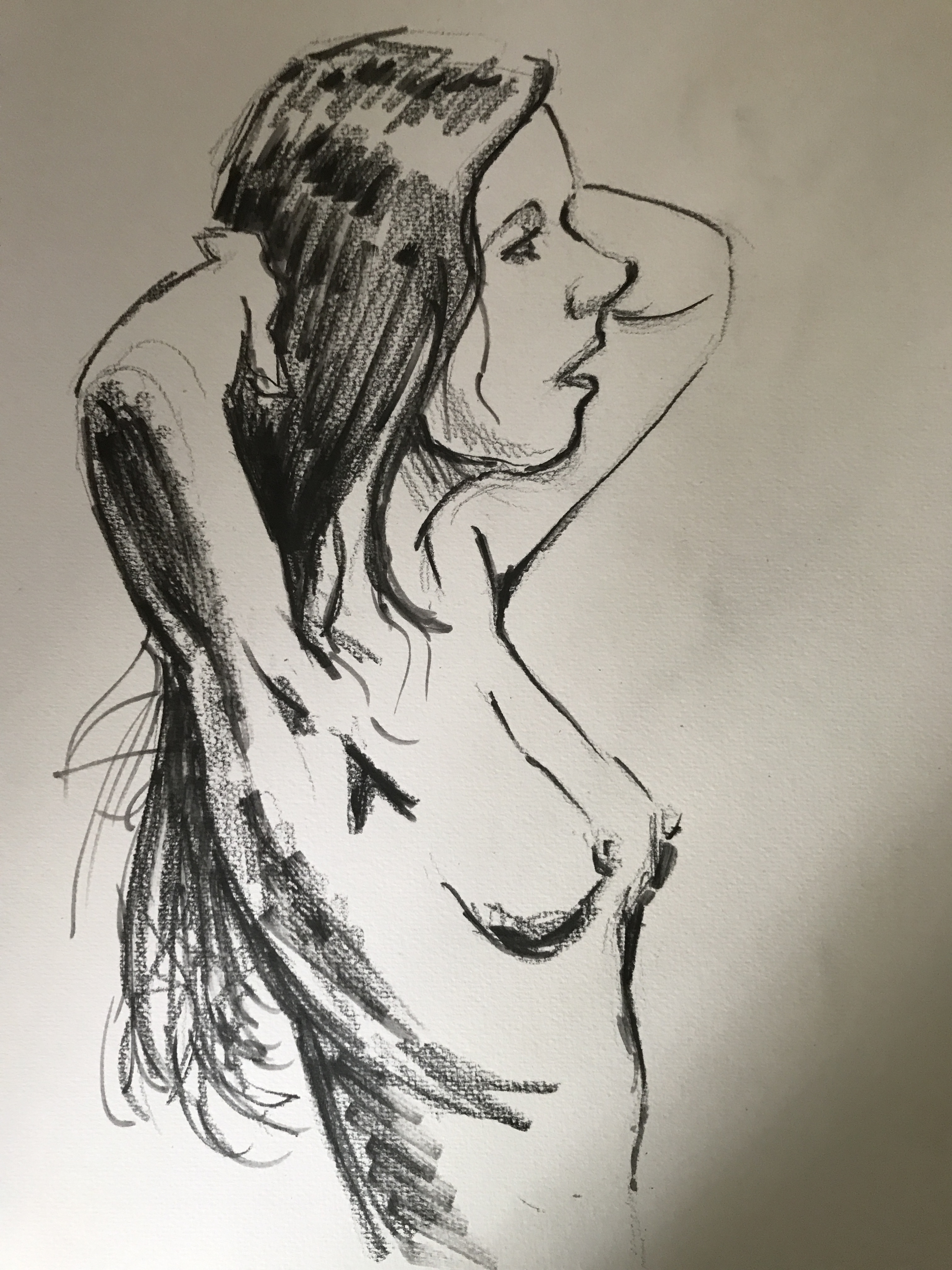  Dessin portrait profil buste femme graphite  cours de dessin 