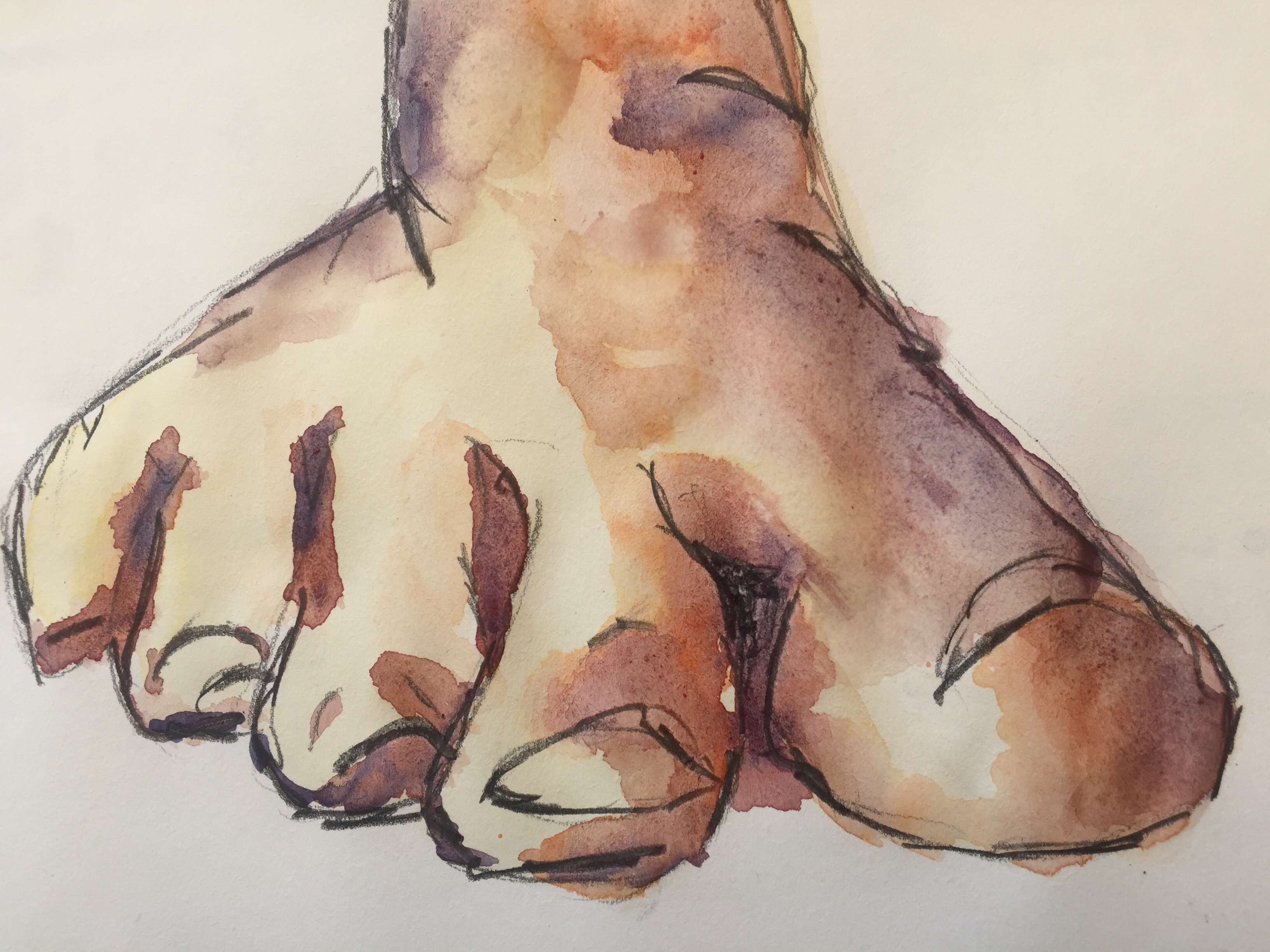  Dessin aquarelle pied face  cours de dessin 