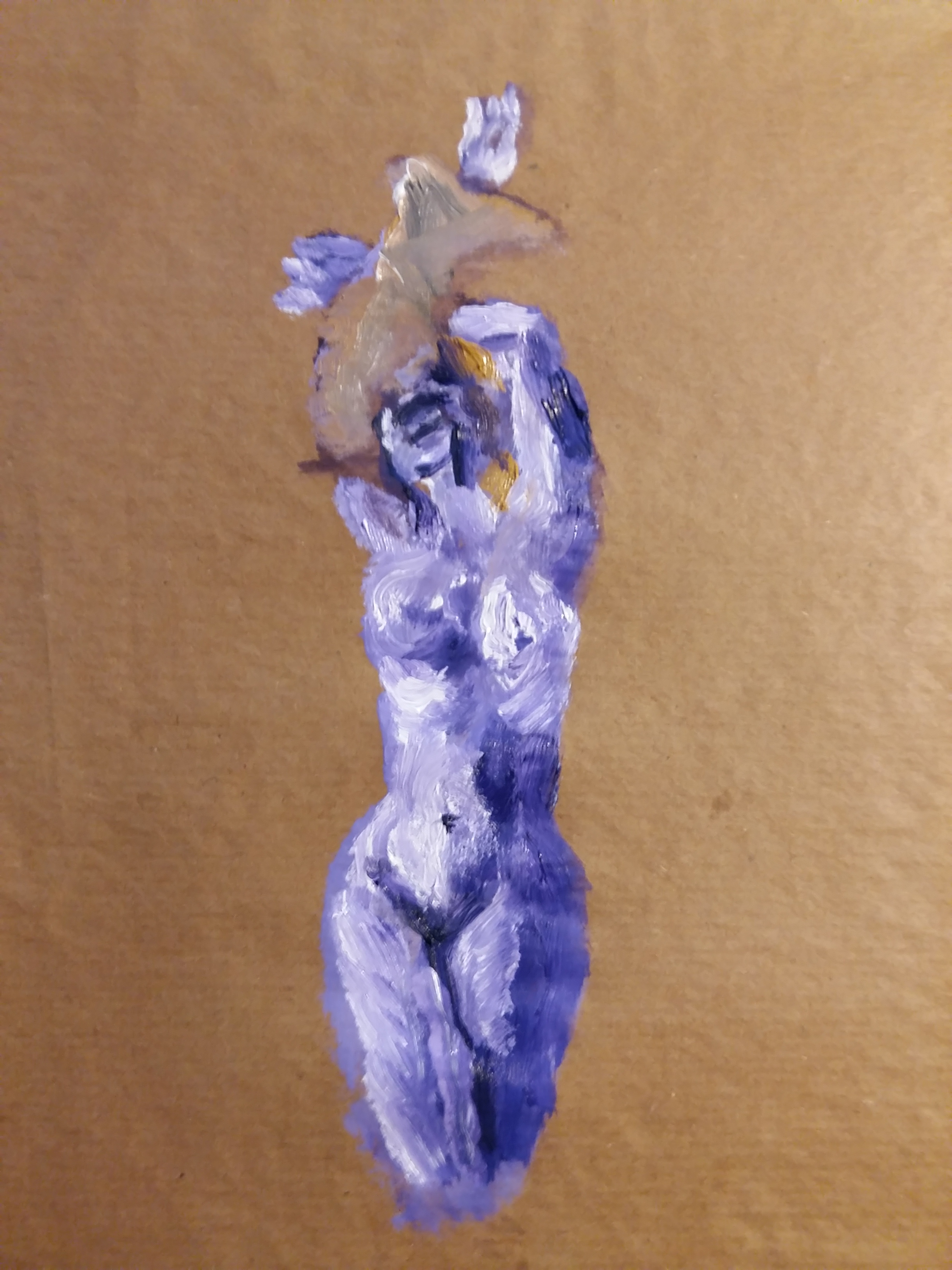  Peinture corps violet face sur papier marron  cours de dessin 